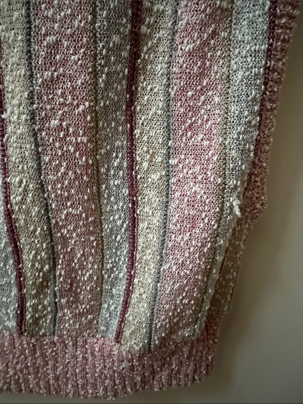 Vintage Lady Anne Striped Knit Sleeveless Sweater Vest - Pink & Silver - Picture 3 of 4